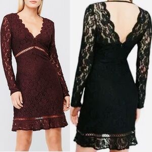 Express Scalloped Lace Midi Dress in 2 Sizes and Colors- Maroon or Black. ❤️💌